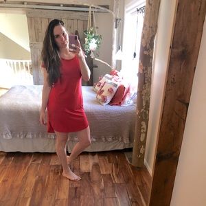 Red super soft t shirt dress.